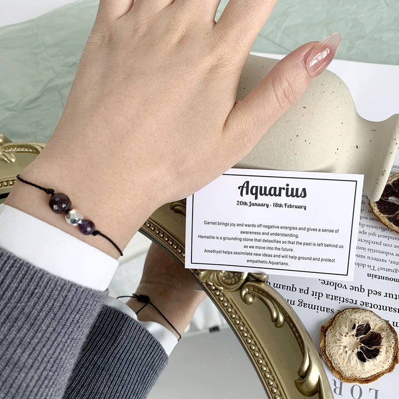 Handmade Zodiac Beaded Bracelet for Women Aquarius Aquarius
