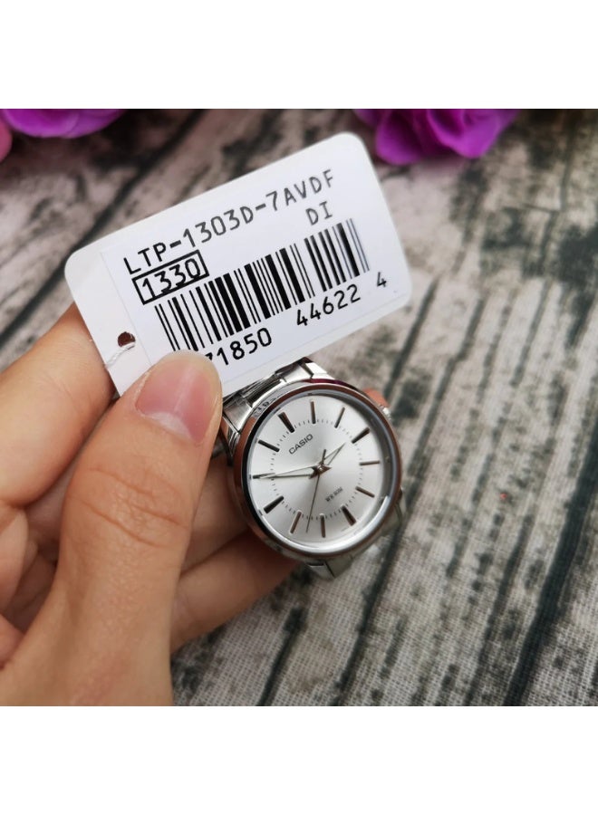 كاسيو ساعة كاسيو LTP-1303D-7AVDF للنساء – سوار ستانلس ستيل فضي مع قرص أبيض كلاسيكي - Image 3