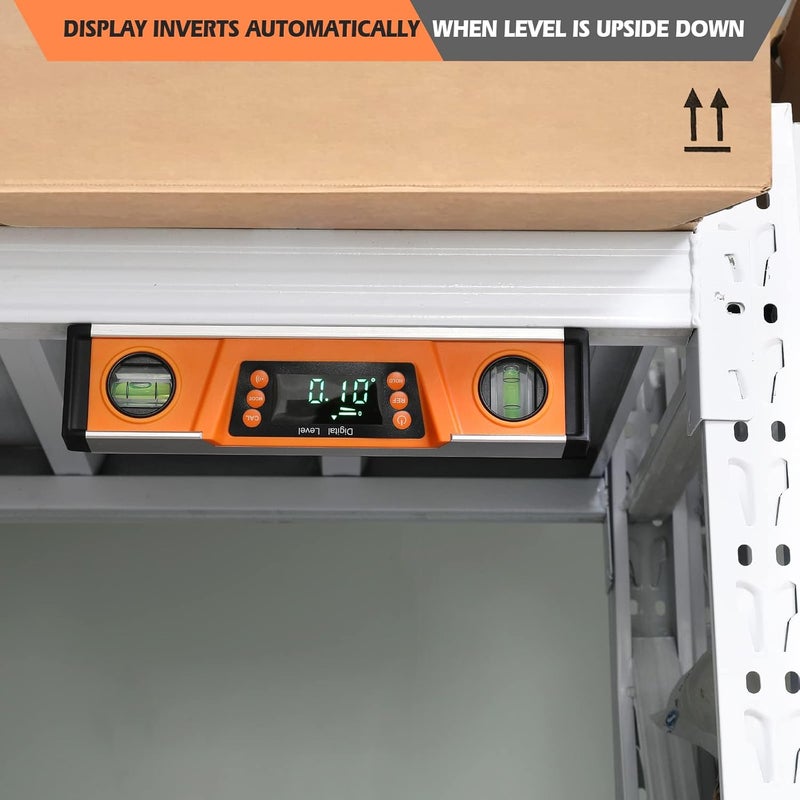 2PM TOOLS 10-Inch Digital Torpedo Level and Protractor | Neodymium Magnets | Bright LED Display | V-GROOVE MAGNETIC BASE | IP54 Dust/Water Resistant smart level with Carrying Bag - Image 5