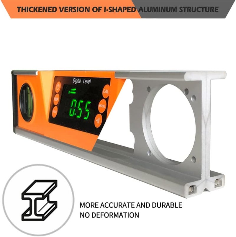 2PM TOOLS 10-Inch Digital Torpedo Level and Protractor | Neodymium Magnets | Bright LED Display | V-GROOVE MAGNETIC BASE | IP54 Dust/Water Resistant smart level with Carrying Bag - Image 3