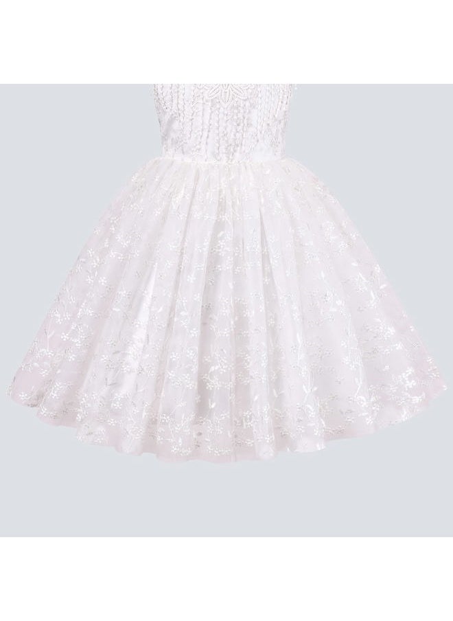 Sunny Fashion Girls Dress White Lace Floral Tassel Princess Wedding Bridesmaid Pageant Size 8  - Image 5