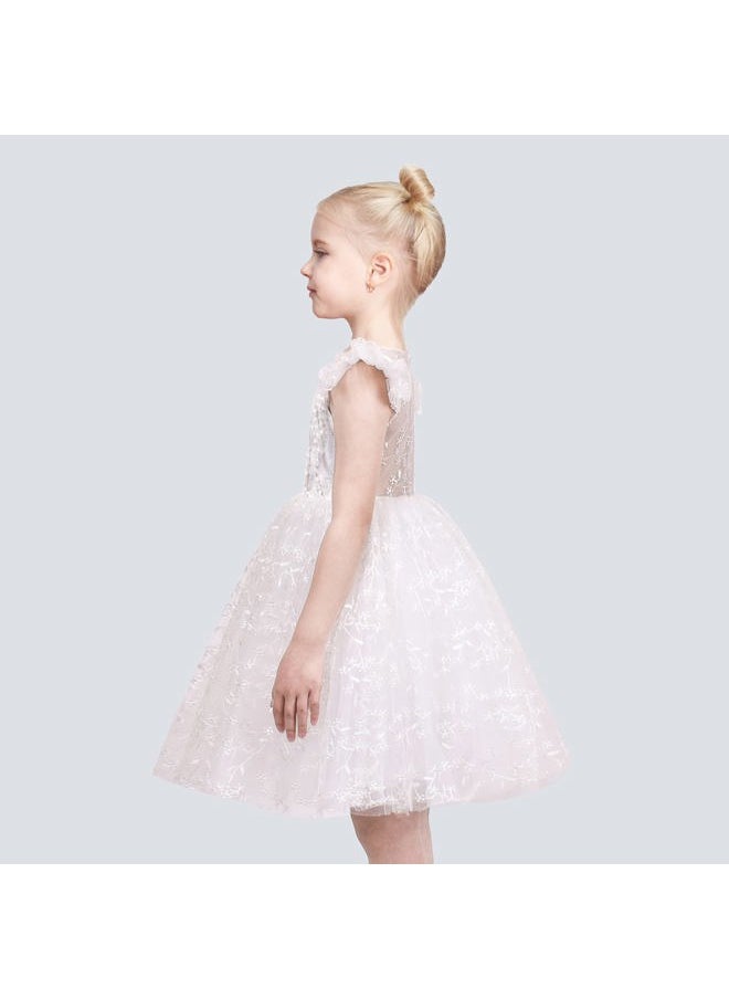 Sunny Fashion Girls Dress White Lace Floral Tassel Princess Wedding Bridesmaid Pageant Size 8  - Image 3
