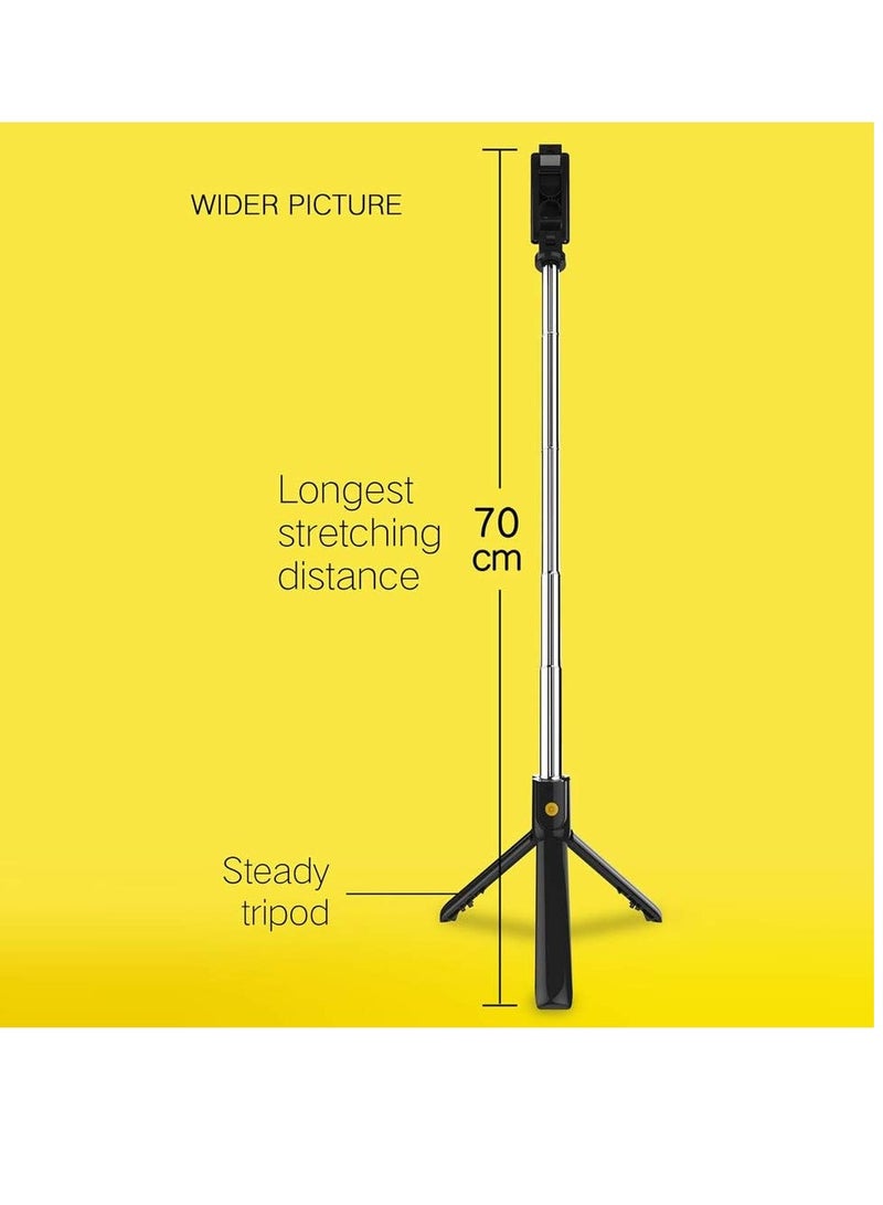 Compact Bluetooth 4.0 wireless selfie stick with tripod, portable and extendable for smartphones, black - Image 3