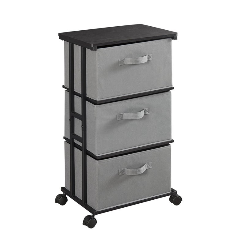 MAX Houser Dresser Tower with 3 Drawers for Bedroom, Fabric Storage Organizer Unit, Chest of Drawers with with WoodTop, Small Vertical Storage for Guest Room, Closet, Entryway, Nursery (Grey) - Image 1
