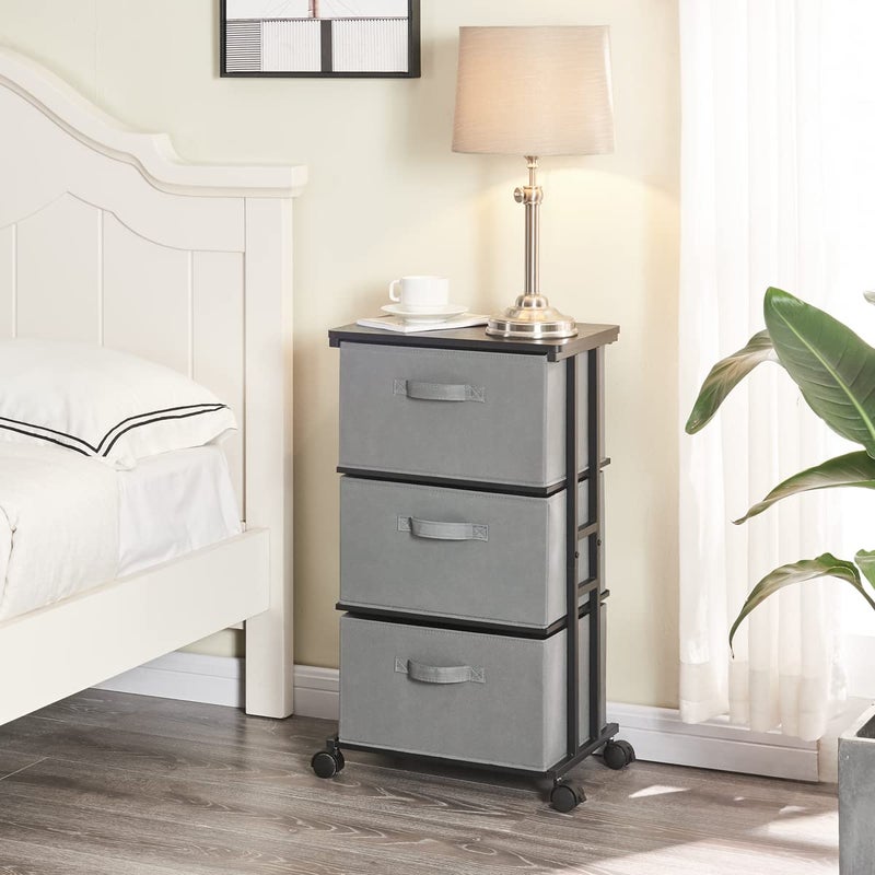 MAX Houser Dresser Tower with 3 Drawers for Bedroom, Fabric Storage Organizer Unit, Chest of Drawers with with WoodTop, Small Vertical Storage for Guest Room, Closet, Entryway, Nursery (Grey) - Image 4