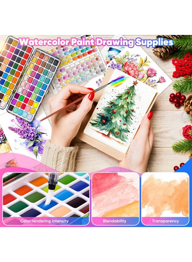 Taotree Watercolor Paint Set 100 Colors, Art Supplies Watercolors Kit Travel Water Colors with 3 Paints Brushes, Crafts Painting Supplies, Drawing Christmas Gifts for Teens Girls Boys Adults Artists - Image 2