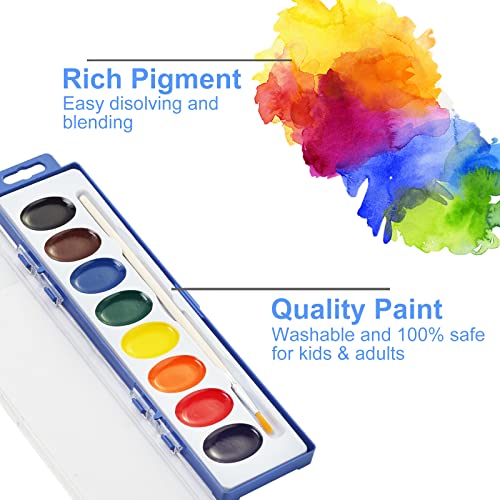 Keebor 36 Pack Watercolor Paint Set for Kids, 8-Color Washable Water Colors Bulk for Party Favors, Christmas Gifts, Classroom Supplies (Wooden Paintbrushes Included) - Image 3