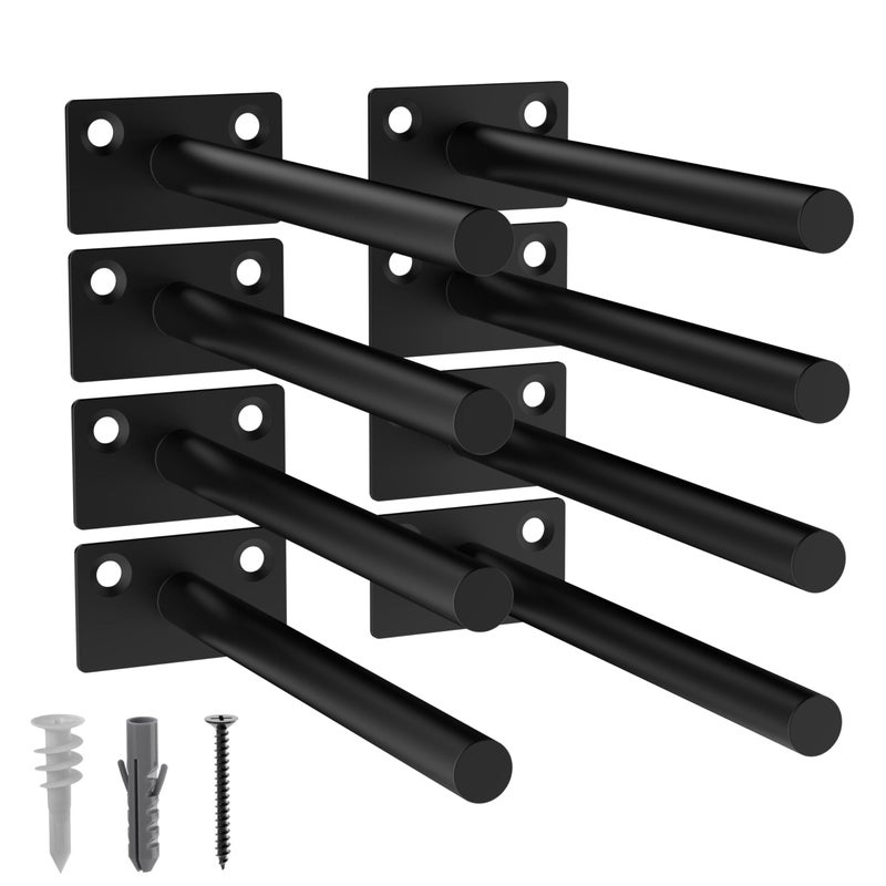 LEOPO 8Pack 6 inch Floating Shelf Brackets Hidden Shelf Bracket for Wood Concealed Blind Shelving SupportInvisible Black Coated Brackets for DIY DecorativeFit for Kitchen BathroomStudy Room - Image 2