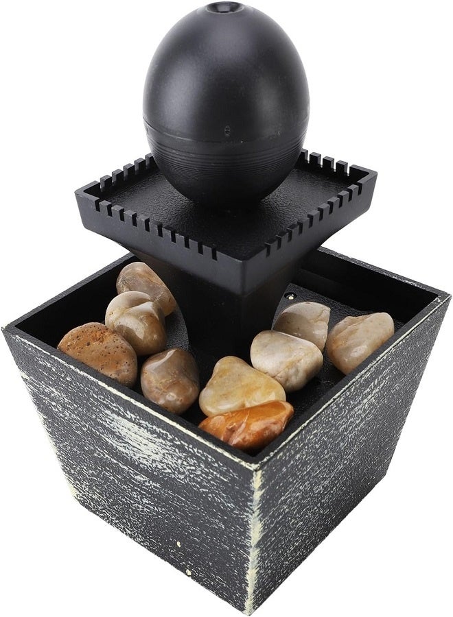 نافورة كرات للاسترخاء الداخلية على الطاولة، نافورة مائية زخرفية بلاستيكية للطاولة، ضوء LED أصفر للمكتب - Image 1