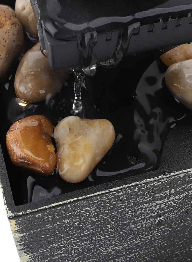 نافورة كرات للاسترخاء الداخلية على الطاولة، نافورة مائية زخرفية بلاستيكية للطاولة، ضوء LED أصفر للمكتب - Image 4