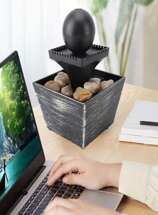 نافورة كرات للاسترخاء الداخلية على الطاولة، نافورة مائية زخرفية بلاستيكية للطاولة، ضوء LED أصفر للمكتب - Image 5