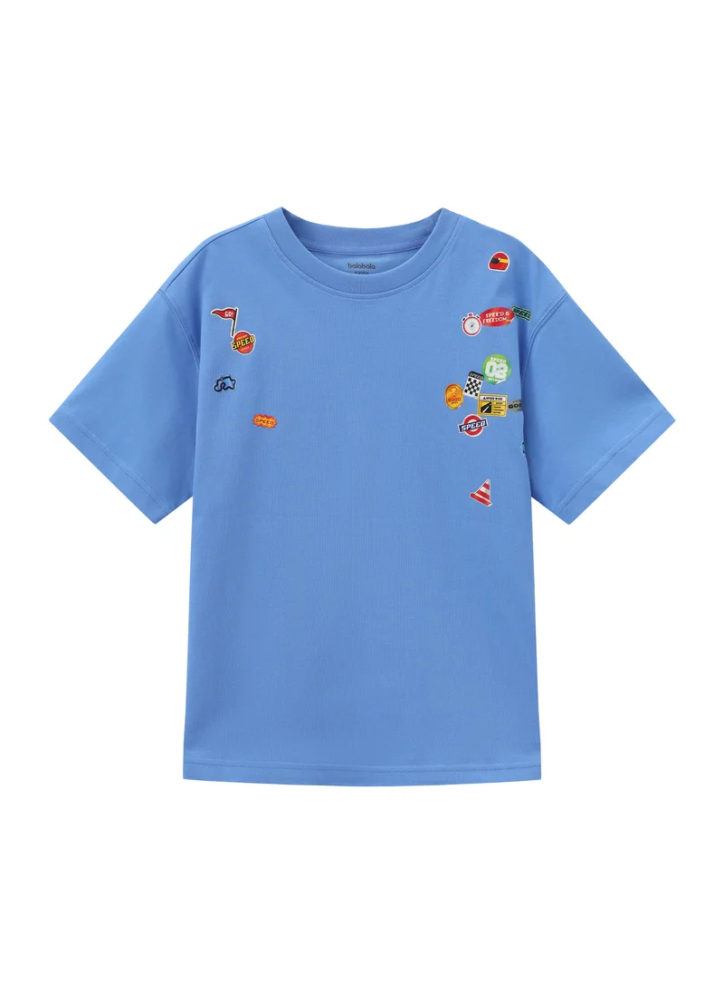 Balabala Blue Kids Boys Round v-neck short-sleeved T-shirt for Men | Best Price UAE