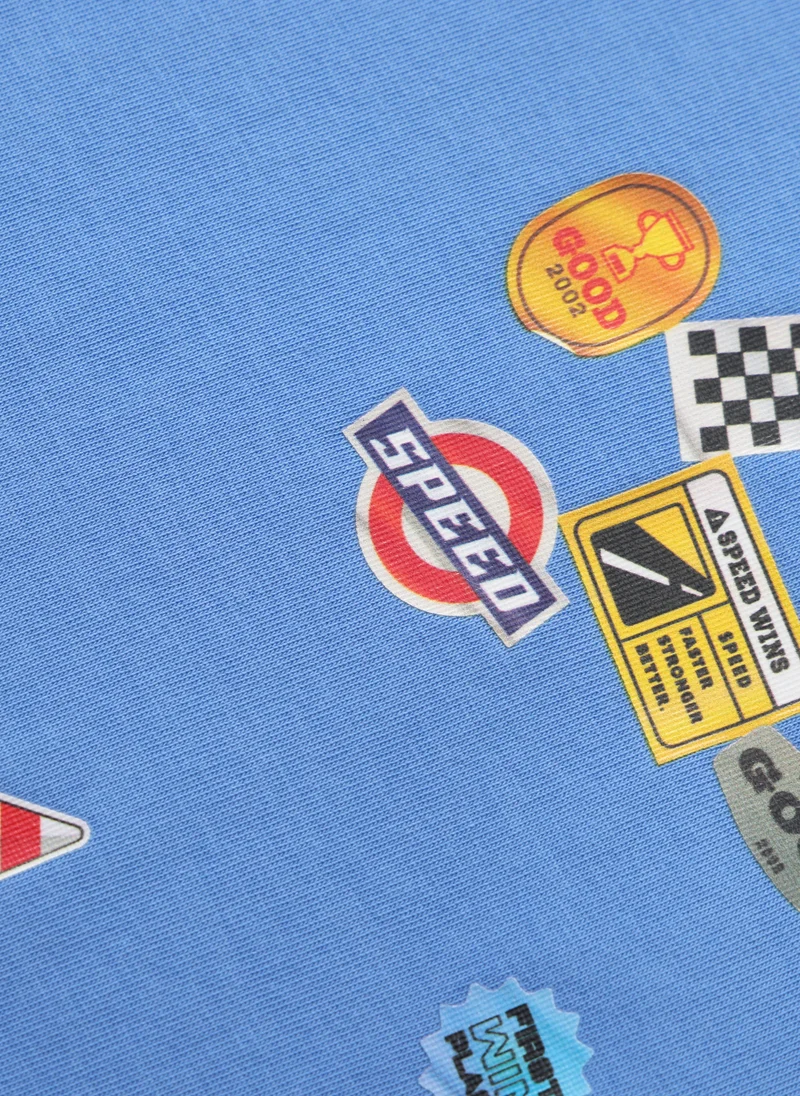 Balabala Blue Kids Boys Round v-neck short-sleeved T-shirt for Men | Best Price UAE