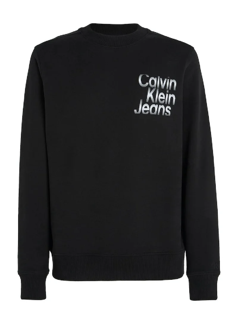 Calvin Klein Jeans Diffused Stacked Crew Neck Pullover Sweatshirt