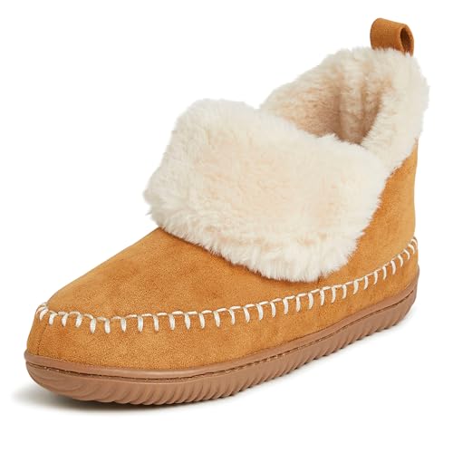 Dearfoams Women's Alpine Moritz Outdoor Arch Support House Shoe Bootie Slipper, Whiskey, 5-6 - Image 1