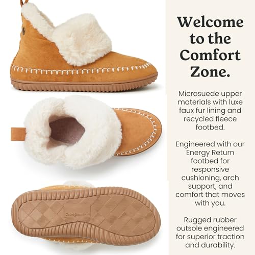 Dearfoams Women's Alpine Moritz Outdoor Arch Support House Shoe Bootie Slipper, Whiskey, 5-6 - Image 5