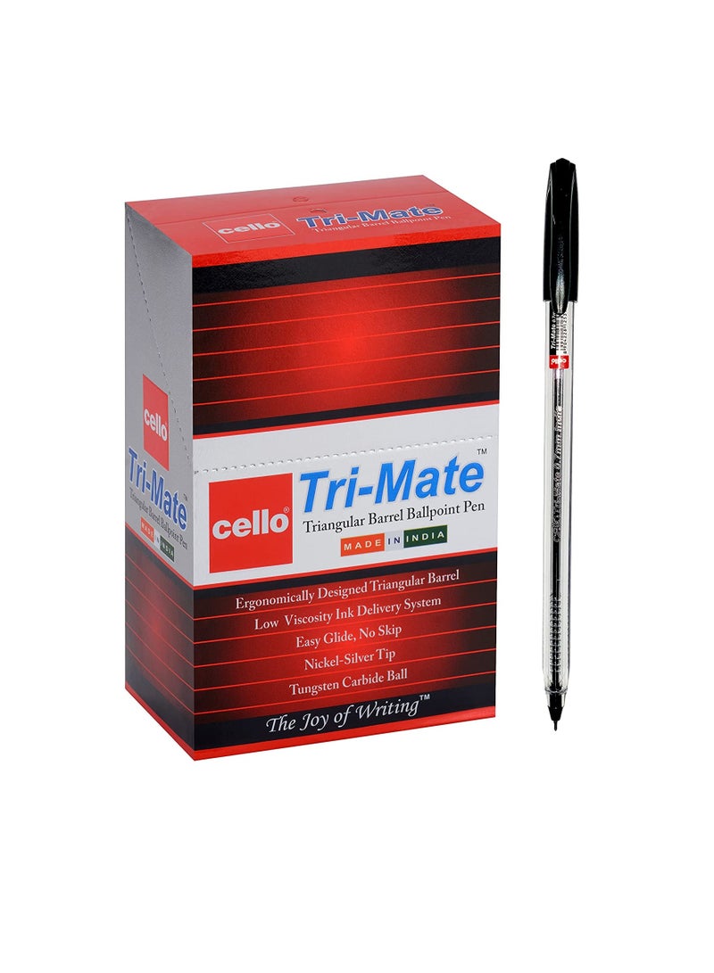 CELLO Trimate Ball Pen 0.7mm, Box of 50, Black - Image 1