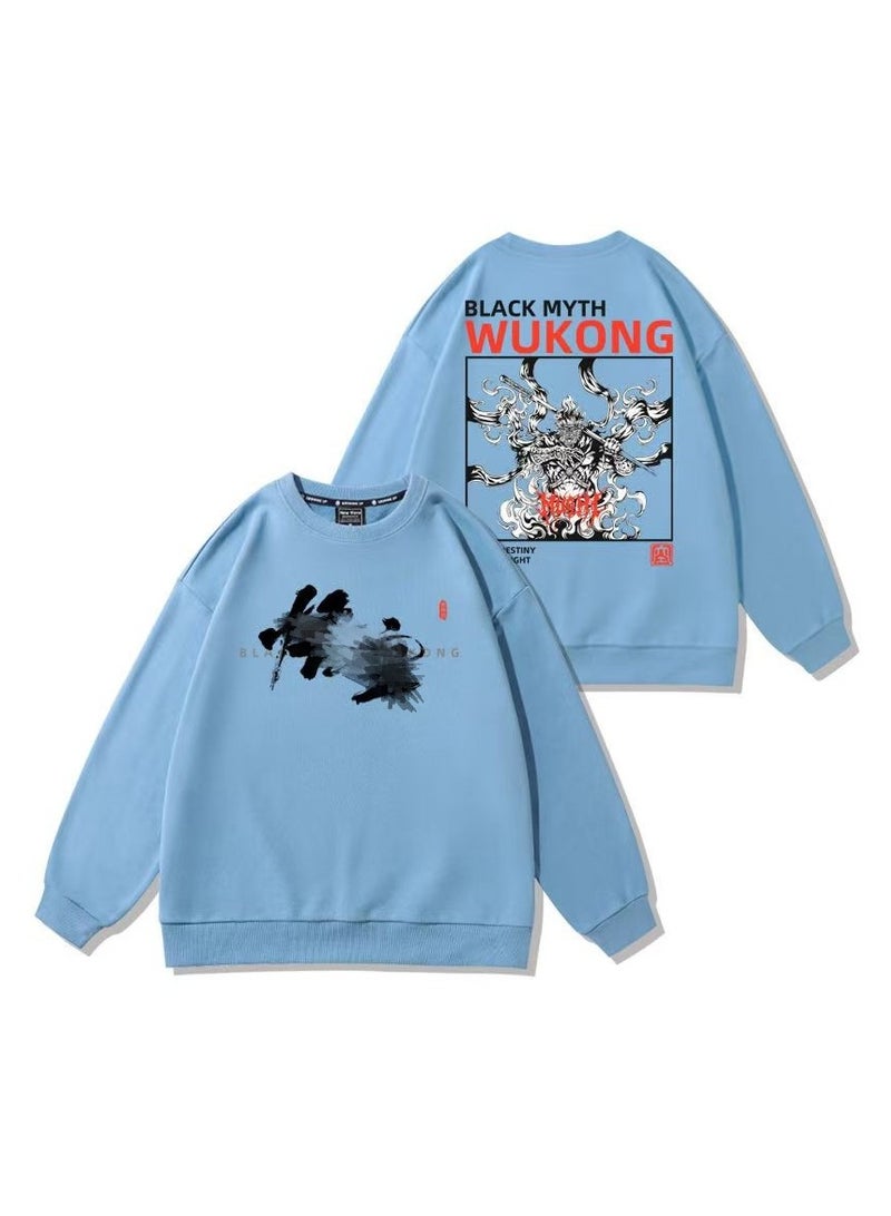 MQD Black Mythical Loose Round Neck Hoodie 