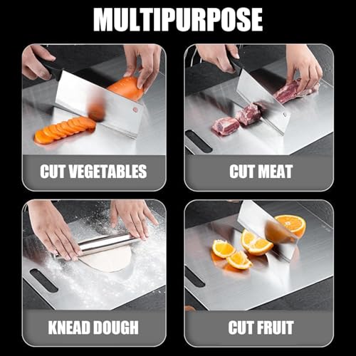 Zaucet Titanium Cutting Board - 2026 New Upgrade 100% Pure Titanium Cutting Boards for Kitchen Double Sided Non Toxic Titanware Cutting Board,Hygiene Durable Dishwasher Safe Chopping Board (18"L x 12"W) - Image 5