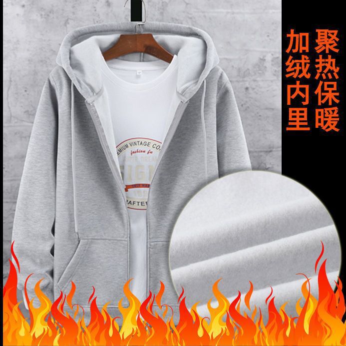 2023 Mens Oversized Fleece Hoodie Korean Trend Black [thin]]  - Image 3