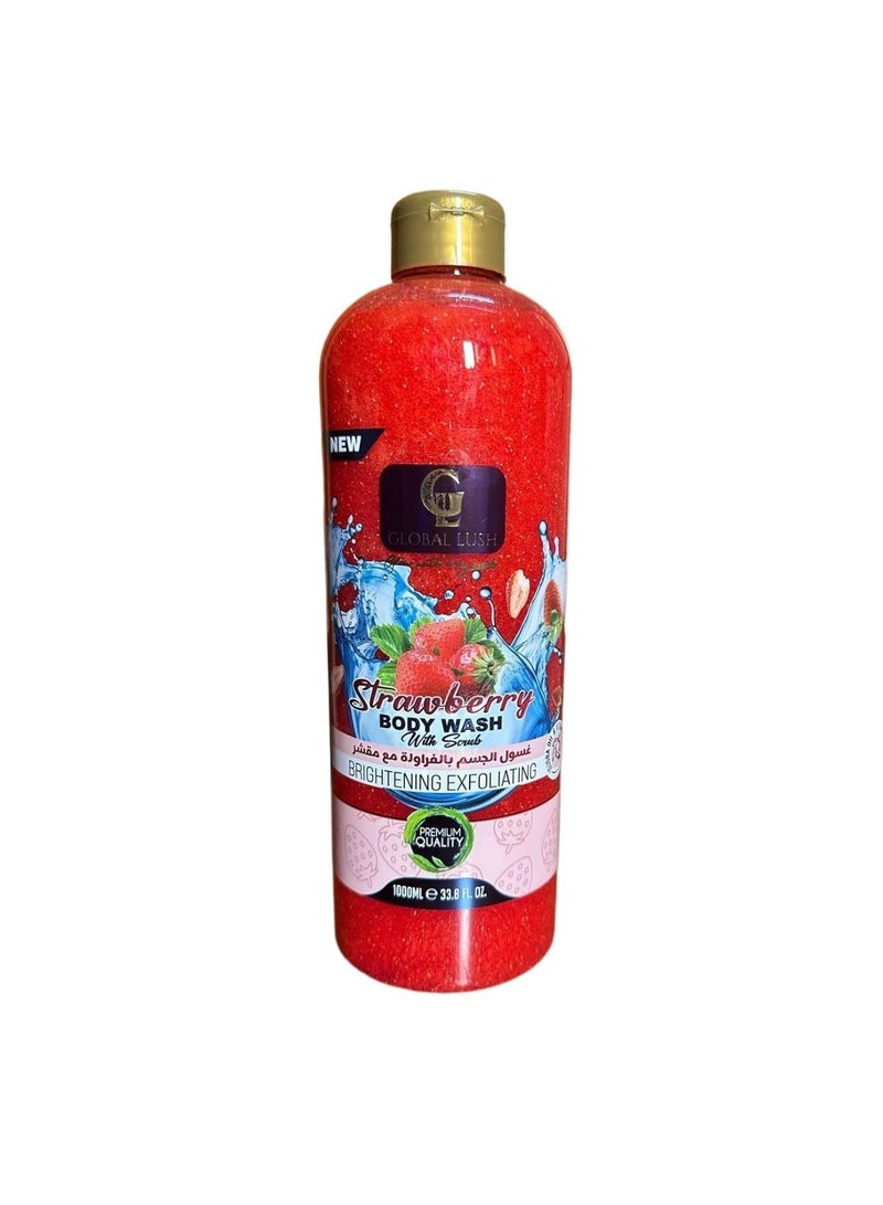 Global Lush Strawberry Body Wash with Scrub – 1000ml | Exfoliating & Moisturizing Formula  - Image 2