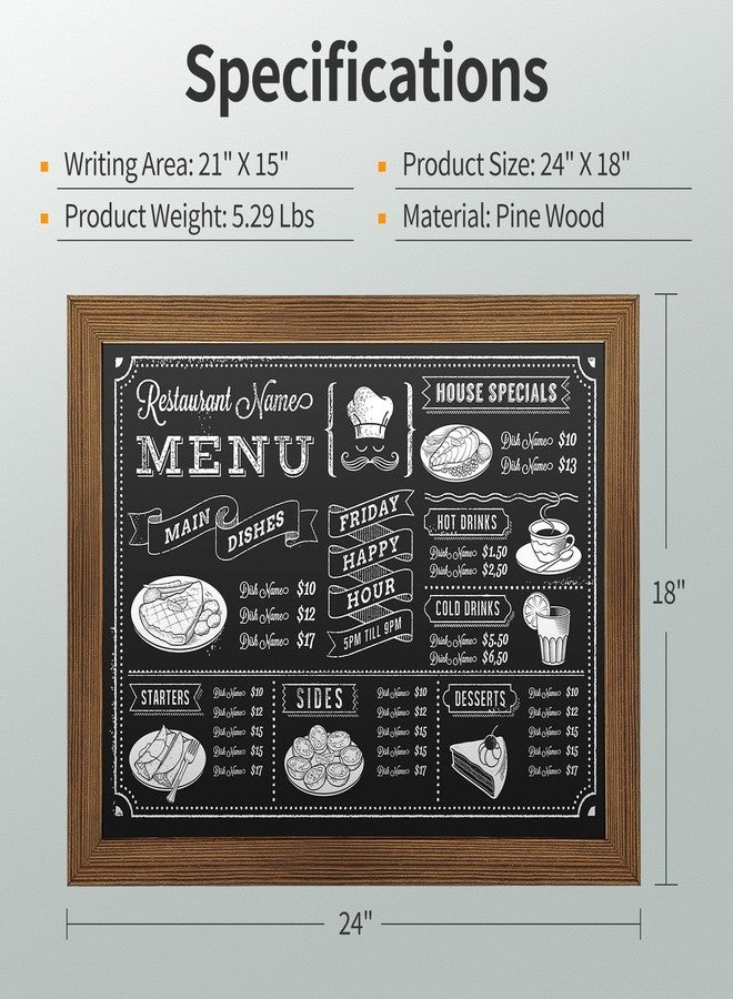 SHANTRA 24"x18" Large Chalkboard, Wooden-Framed Blackboard for Wall, Magnetic Chalkboard for School Office Home, Includes Chalk, Eraser & Hanging Hardware - Image 2