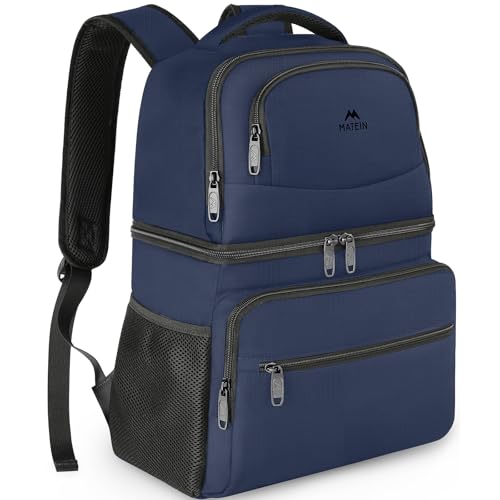 MATEIN Cooler Backpack Insulated Waterproof 26 Cans LeakProof Lunch Backpack Cooler for Men Women Double Layer Lightweight Soft Cooler Bag Portable Lunchbox Backpack for Beach Travel Picnic Blue - Image 1