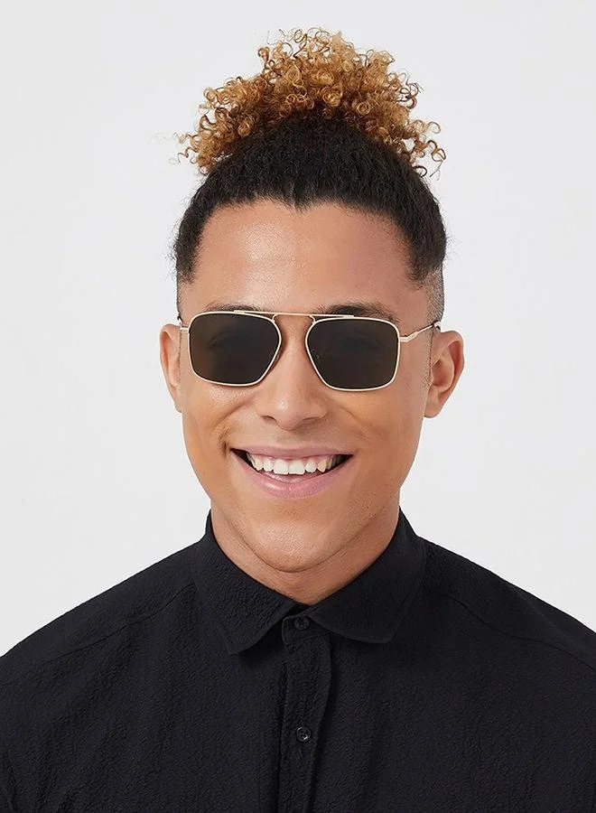 30Sundays 30Sundays ROUX,Men Sunglasses, Rectangle Sunglasses, UV Protection: UV400 (Gold,Green)