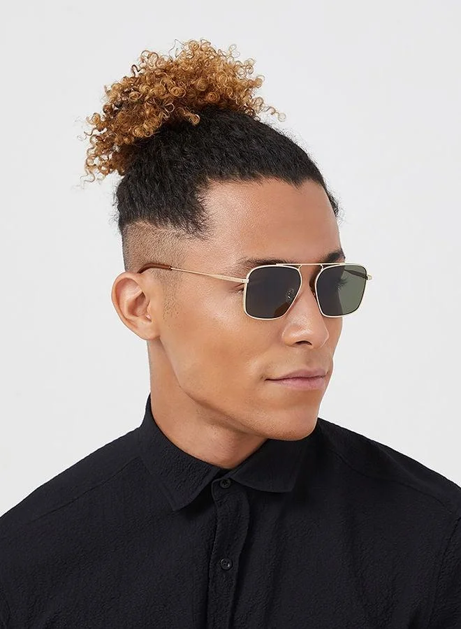 30Sundays 30Sundays ROUX,Men Sunglasses, Rectangle Sunglasses, UV Protection: UV400 (Gold,Green)