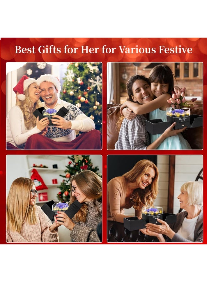 Preserved Pink Peach Real Rose with Heart I Love You Necklace -Eternal Flowers Rose Birthday Gifts for Women Her Mom Wife Girlfriend Grandma on Valentines Mothers Day Anniversary - Image 5