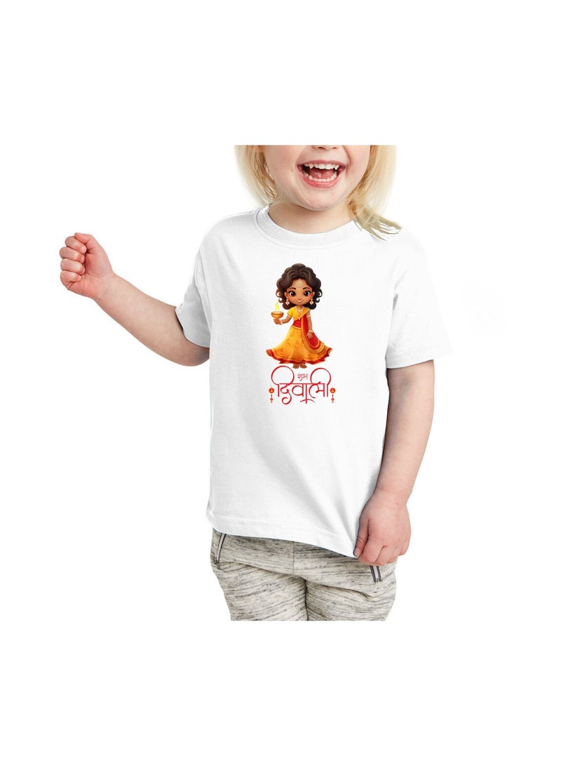 PRINTSHOP4ME Diwali Kids Girls Tshirt–Celebrate The Festival Of Lights With Festive And Comfortable Short Sleeve Tshirts For Girls–Ideal For Diwali Parties - Image 1