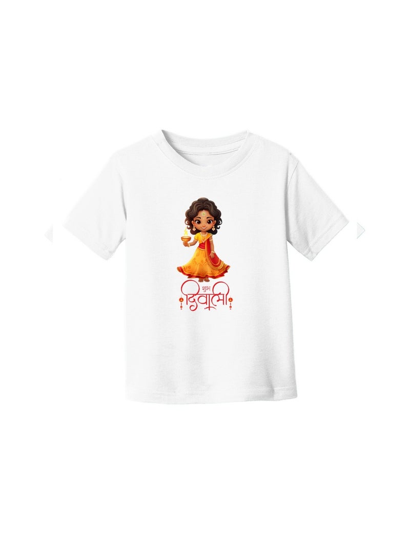 PRINTSHOP4ME Diwali Kids Girls Tshirt–Celebrate The Festival Of Lights With Festive And Comfortable Short Sleeve Tshirts For Girls–Ideal For Diwali Parties - Image 3