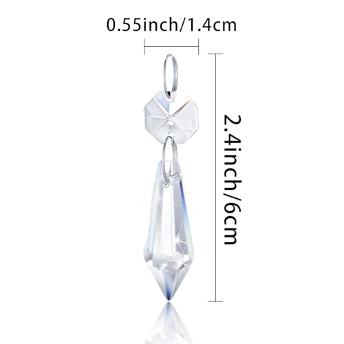 kehail 50PCS Premium Clear Crystal Teardrop Prism 2.4" -Crystal Glass Baroque Chandelier Pendant Drop Loose Beads Suncatcher for Holiday Party/Home/Window Decoration/Chandelier Replacement Parts - Image 2