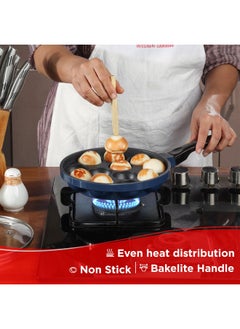 VINOD Vinod Zest Aluminium Non Stick Paniyarakal With Glass Lid - 12 Cavities, 20.5Cm | 3Mm Thick | 3 Layer Coating | Metal Spoon Friendly |Toxin Free | 1 Year Warranty - Black  - Image 5