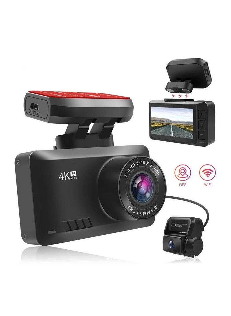 Generic 4K Dash Cam 3840*2160P Built-in GPS/WiFi Dual Dash Cam for Car,Dash Cam Front and Rear with Sony Sensor, 170° FOV, WDR, Night Vision, Parking Monitor  - Image 4