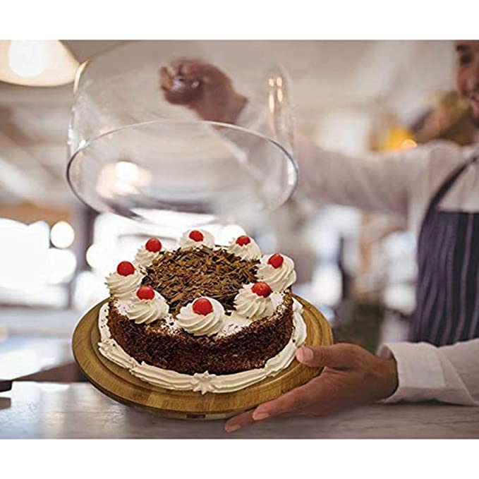RHYDON MDF Cake Stand with Acrylic Dome, Server Cake Plate with Dome Lid Serving Platter Tray Dessert Stand, Acrylic Cheese Dome with Base for Home Kitchen - Image 5
