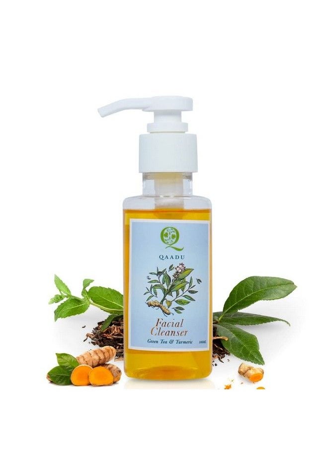 QAADU Facial Cleanser With Green Tea Vitamins A & E 100Ml Vegan Face Wash For All Skin Types Anti Inflammatory And Hydrating  - Image 1