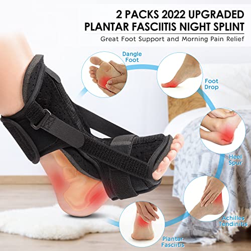 Runkelai Plantar Fasciitis Brace Night Splint with Soft Memory Foam Pad: 2 Packs Upgraded For Achilles Tendonitis Relief Foot Drop Heel Arch Ankle Pain Support for Women Men - Image 2