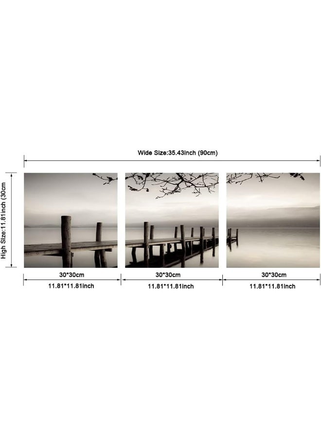 Pyradecor Peace 3 panels Black and White Landscape Canvas Prints - Image 5