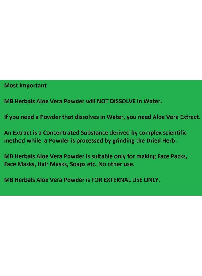 MB Herbals Aloe Vera Powder 3.5 oz / 100 Gram | Aloe barbadensis Powder | Natural Skin Moisturizer | Promotes Hair Growth | for External Use Only - Image 4