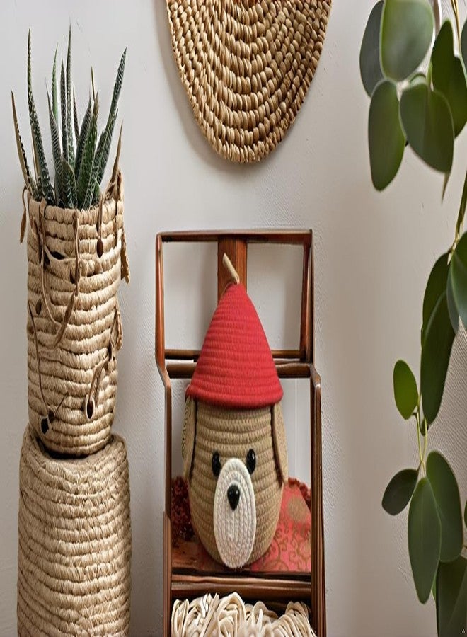 2 GUDD RUGS سلة تخزين متعددة الأغراض من الجوت من 2GUDD® مع غطاء، مناسبة للحمام وغرفة المعيشة والمطبخ، صندوق تنظيم، صندوق أدوات تجميل، صندوق إسعافات أولية (عبوة من قطعة واحدة) 25×20 سم، بيج وأحمر - Image 2