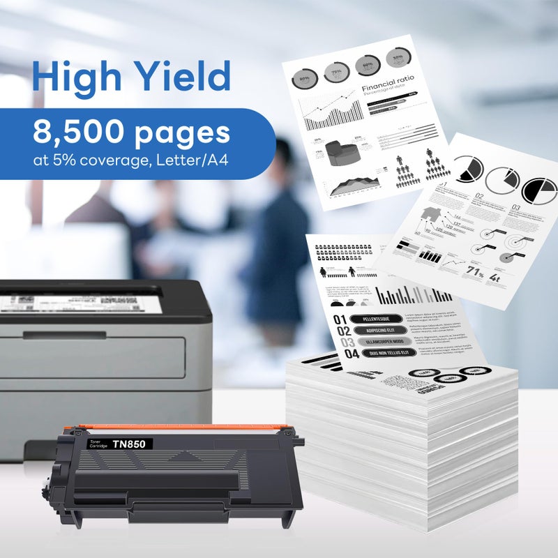 SNOWFLAKE TN-850 TN850 Toner 2 Pack Compatible TN850 High Yield Black Toner Cartridge Replacement for Brother TN-850 MFC-L5850DW MFC-L5700DW MFC-L5900DW MFC-L6900DW MFC-L6800DW Toner. - Image 3