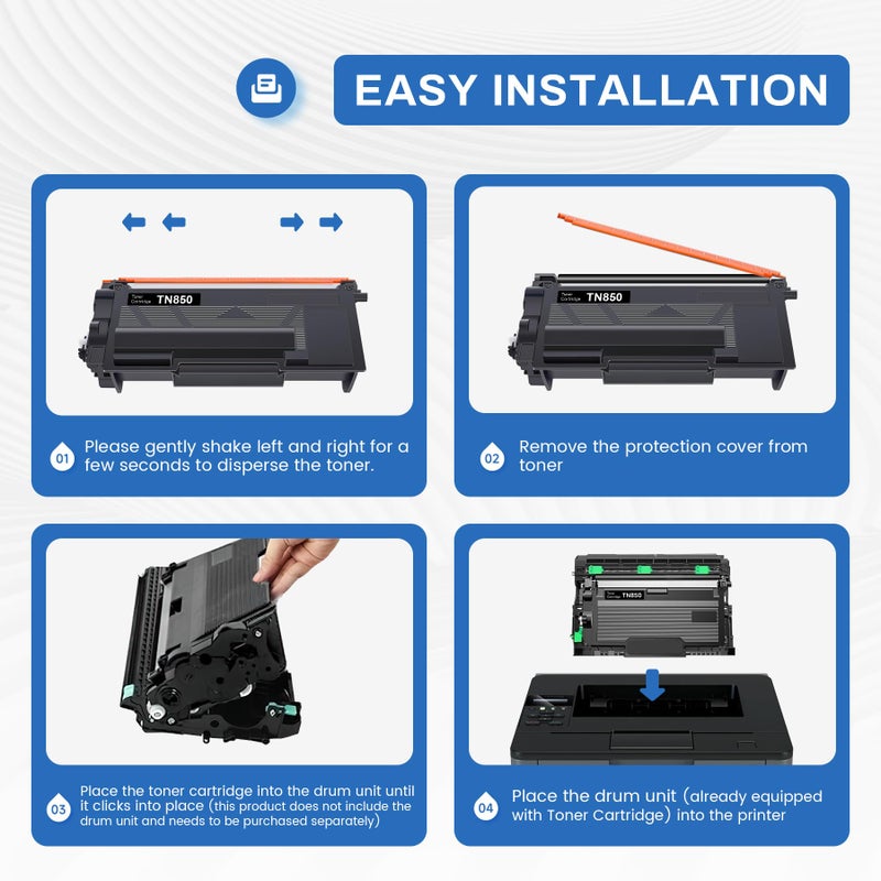 SNOWFLAKE TN-850 TN850 Toner 2 Pack Compatible TN850 High Yield Black Toner Cartridge Replacement for Brother TN-850 MFC-L5850DW MFC-L5700DW MFC-L5900DW MFC-L6900DW MFC-L6800DW Toner. - Image 5