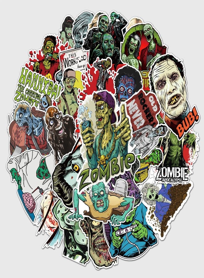 STAR WORK 50 Pcs Cute Stickers, Cartoons,Vinyl Waterproof Stickers for Water Bottles Laptop Skateboard Scrapbook, Sticker Decals for Adults Teens Girls Kids and Women (Zombie 50) - Image 2
