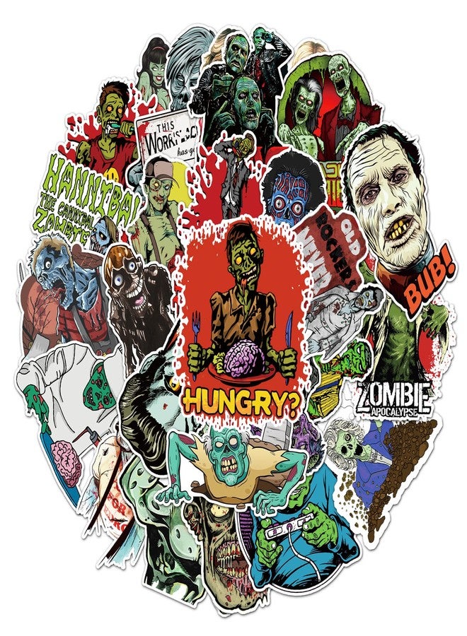 STAR WORK 50 Pcs Cute Stickers, Cartoons,Vinyl Waterproof Stickers for Water Bottles Laptop Skateboard Scrapbook, Sticker Decals for Adults Teens Girls Kids and Women (Zombie 50) - Image 1