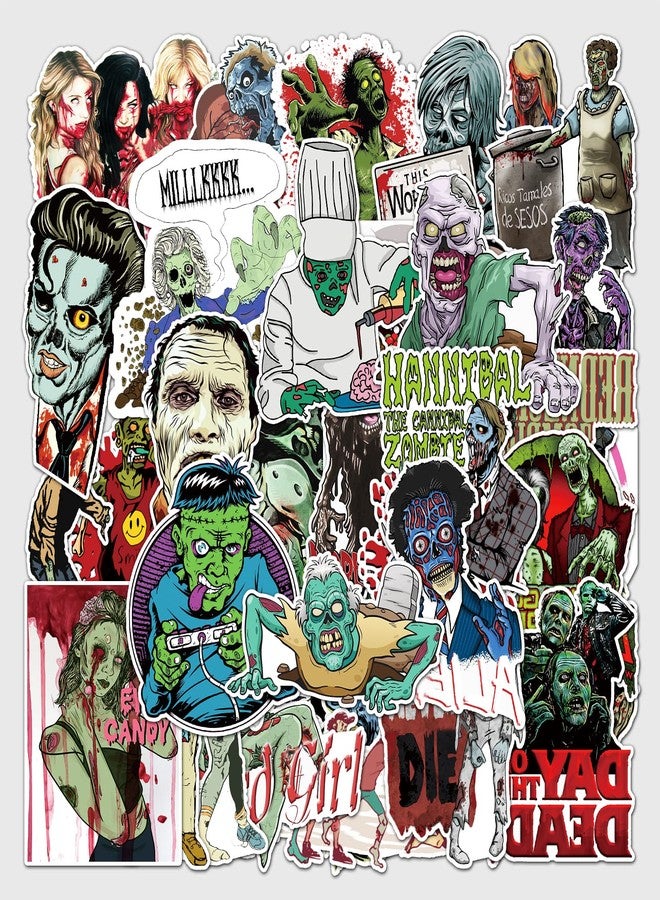 STAR WORK 50 Pcs Cute Stickers, Cartoons,Vinyl Waterproof Stickers for Water Bottles Laptop Skateboard Scrapbook, Sticker Decals for Adults Teens Girls Kids and Women (Zombie 50) - Image 3