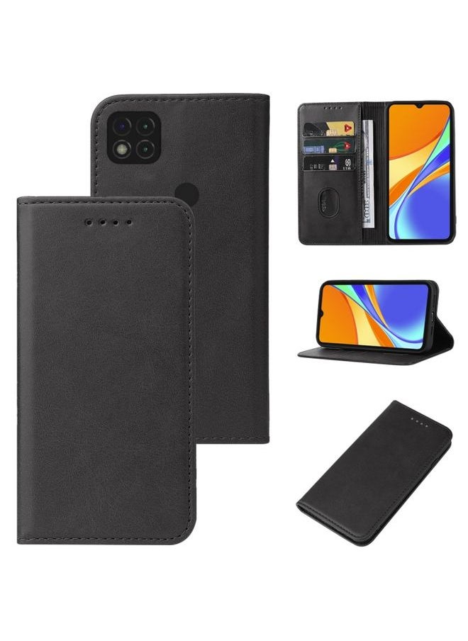 HuHa Case Cover For Xiaomi Redmi 9C Magnetic Closure Leather Phone Case Black 