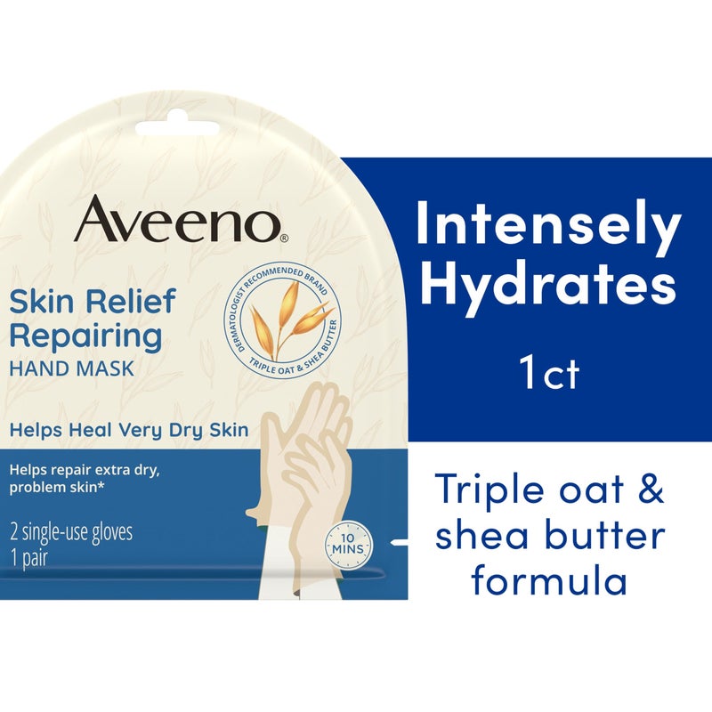 Aveeno Spa Day Gift Set, Full Body Skincare Set with Positively Radiant Face Scrub, Daily Moisturizing Body Lotion, & a Pair of Single-Use Skin Relief Hand Masks, Non-Comedogenic, 3 Items - Image 2