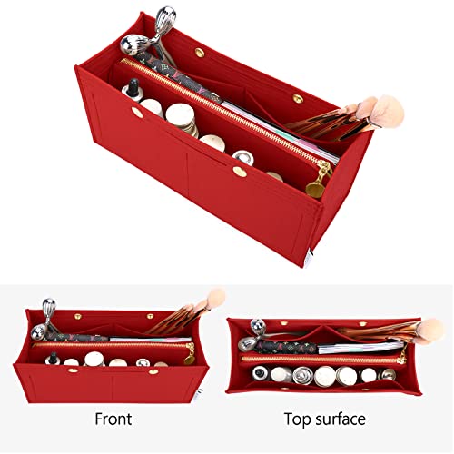 LEXSION Felt Purse Organizer Insert,Handbag Organizer with Detachalbe Zipper Pocket for ONTHEGO PM,3 Size 8034 Red Small - Image 5