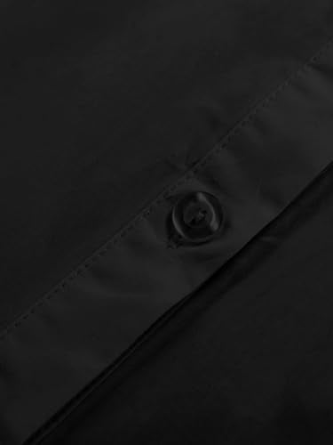 Rooscier Women's Casual Shirt Dress Collar V Neck Button Down Short Sleeve Summer Mini Dresses Plain Black Small - Image 5